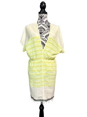 LEMLEM Neon Yellow Stripe Plunge Neck Cover-Up Dress